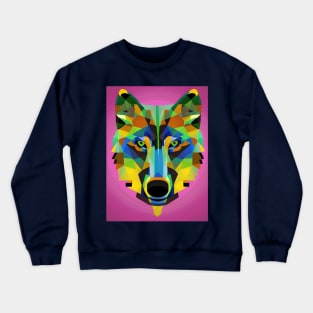 Pop Art Geometric Wolf Face Crewneck Sweatshirt